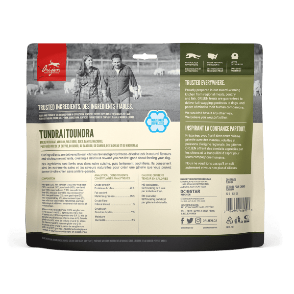 Orijen Tundra Freeze-Dried Dog Treats Back Orijen Tundra Freeze-Dried Dog Treats Back