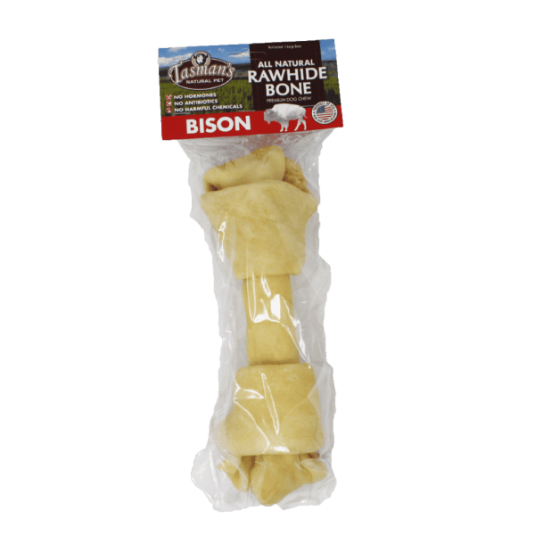 Tasman Bison Rawhide Bone-lg Tasman's Bison 9-10" Rawhide Bone