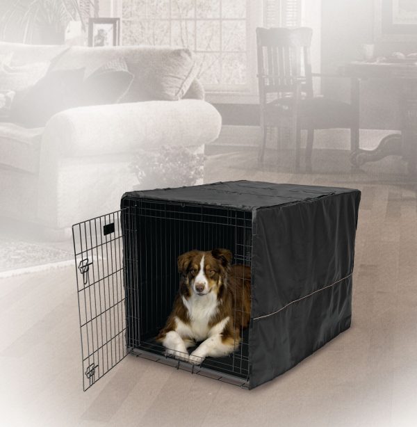 Midwest Crate Cover Black Polyester 42 with dog
