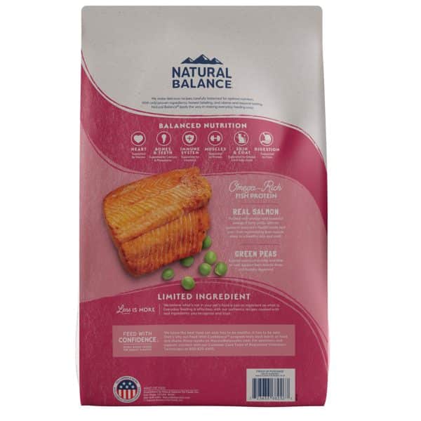 Natural Balance Salmon & Green Pea Cat Back of bag