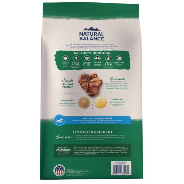 Natural Balance Lamb and Brown Rice Puppy Back of Bag Natural Balance Lamb and Brown Rice Puppy Back of Bag