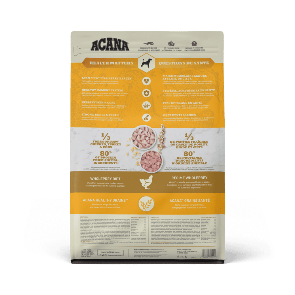Image showcasing Acana Dog Healthy Grains Free-Run Poultry Recipe