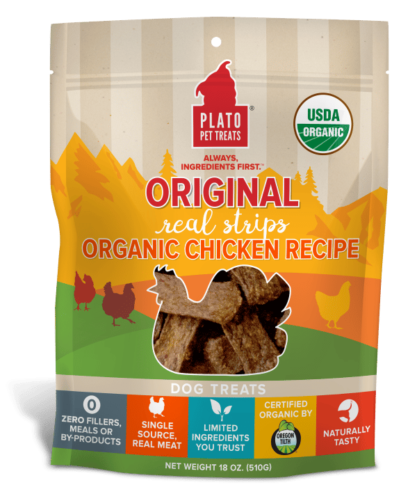 Plato OriginaPlato Real Strips Organic Chicken Dog Treats 18oz