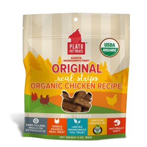 Plato OriginaPlato Real Strips Organic Chicken Dog Treats 3oz