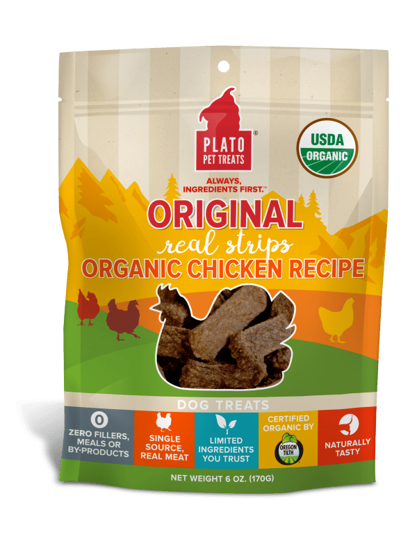 Plato OriginaPlato Real Strips Organic Chicken Dog Treats 6oz