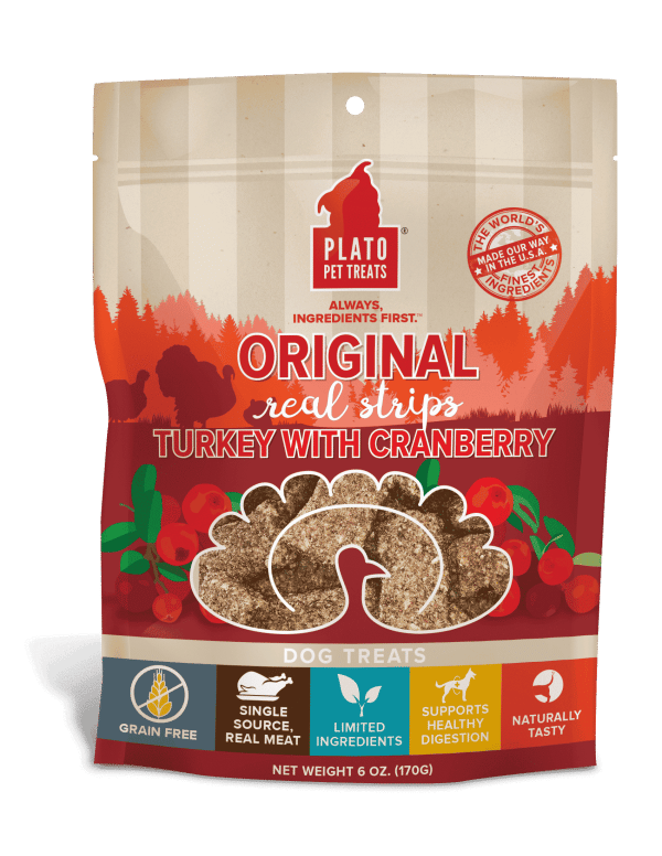 Plato Real Strips Turkey with Cranberry Dog Treats 6oz