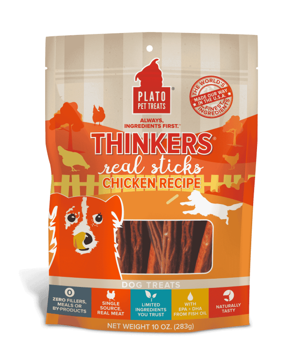 Plato Thinkers Chicken Meat Stick Dog Treats 10oz
