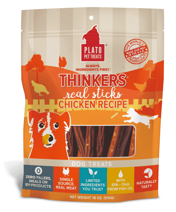Plato Thinkers Chicken Meat Stick Dog Treats 18oz