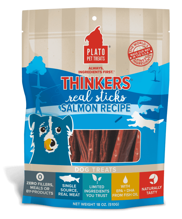 Plato Thinkers Salmon Meat Stick Dog Treats 18oz