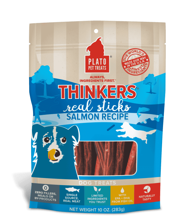 Plato Thinkers Salmon Meat Stick Dog Treats 10oz