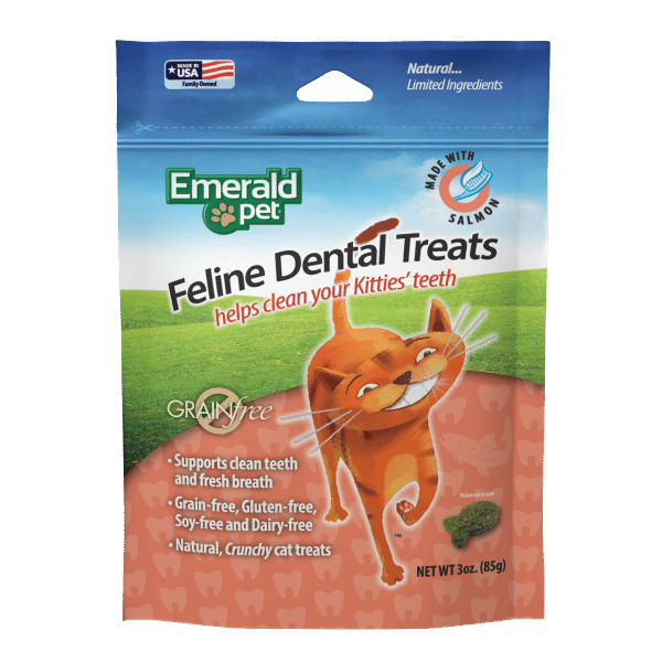 Emerald Pet Dental Cat treats Salmon 3oz Front