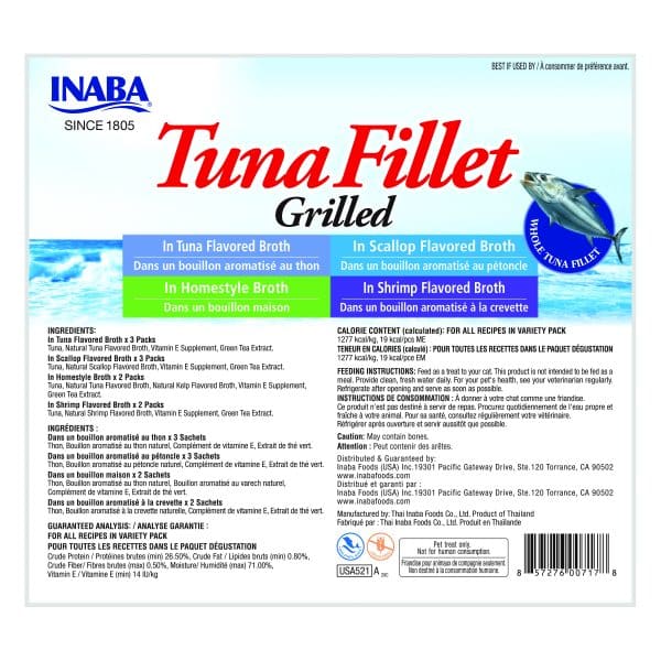 Inaba Filet Tuna 10 Pack Back of Package