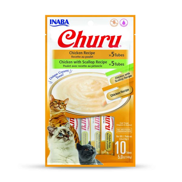 Inaba Churu 10 Pack Chicken and Chicken with Scallop front of Package