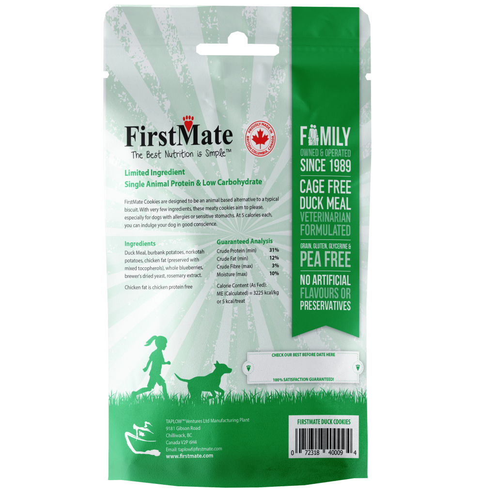 FirstMate Dog Cage-free Duck & Blueberries Treats 226g - Pet Food 'N More