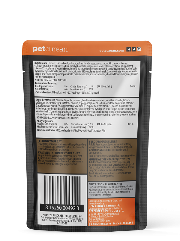 Go! Solutions Cat Booster Brain Health Minced Chicken & Salmon 71g Back