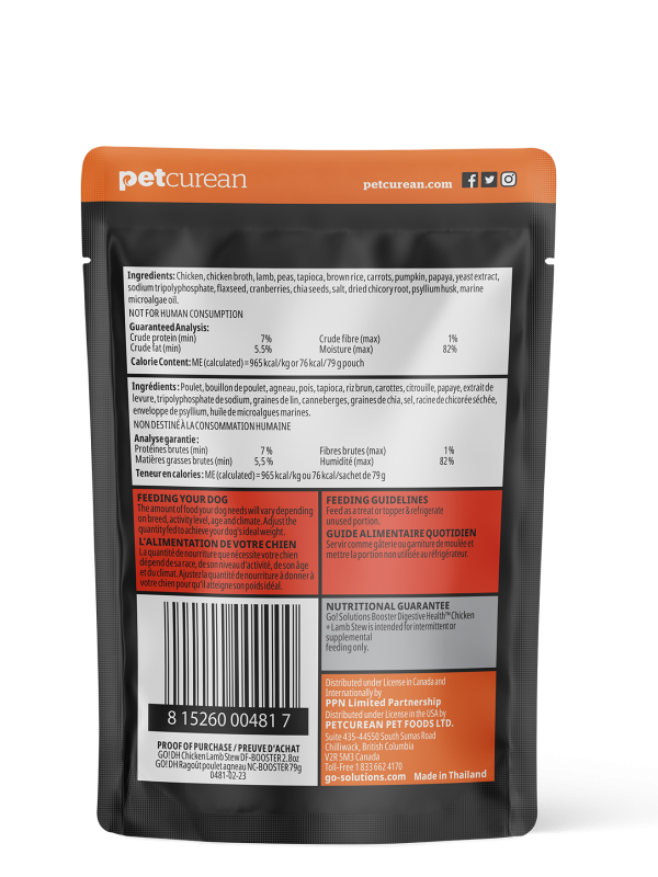 Go! Solutions Dog Booster Digestive Health Chicken & Lamb Stew 79g Back