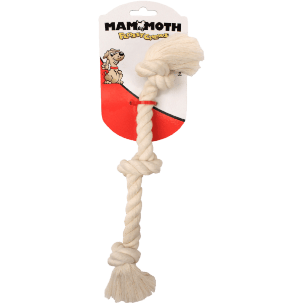 Mammoth Flossy Medium White 3-Knot Tug 20in-lg Mammoth Flossy 3-Knot White Rope