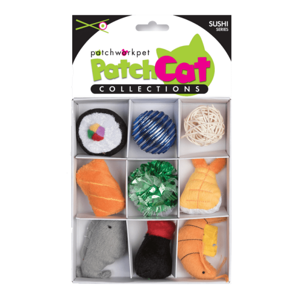 Patchwork Sushi Box cat toy